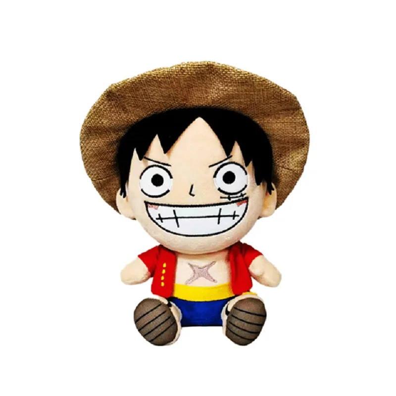 25CM One Piece Anime gambar versi Q mainan mewah Zoro Luffy helikopter Ace kartun lucu boneka boneka liontin anak-anak hadiah Natal