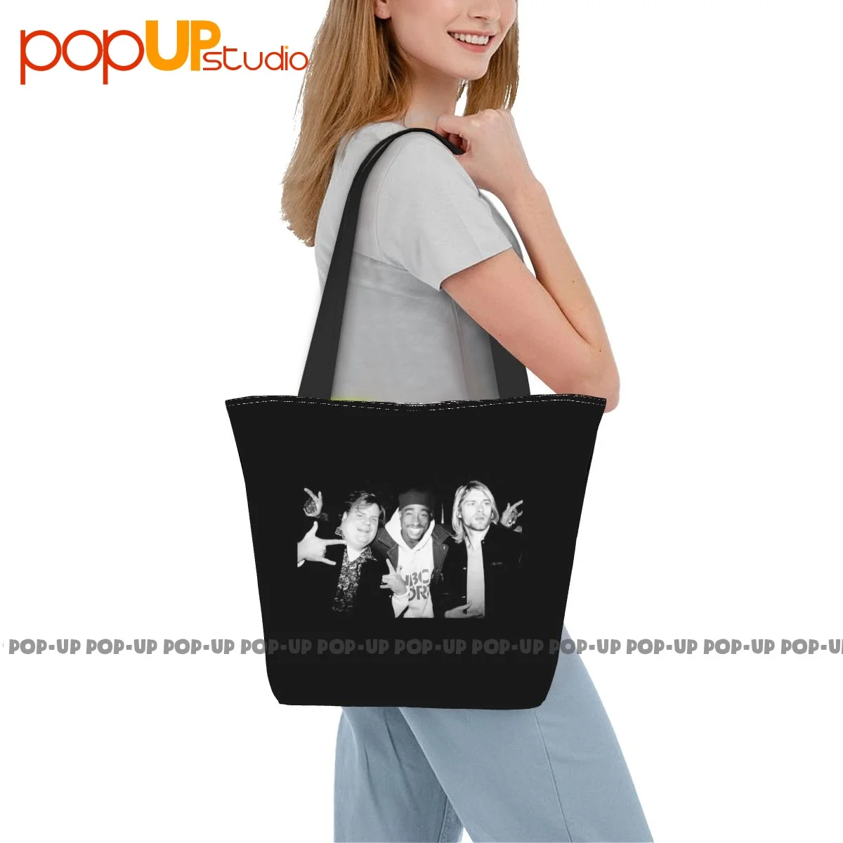 Kurt Cobain Chris Farley Tupac 2Pac Funny Handbags Beach Bag Shopping Bag Supermarket