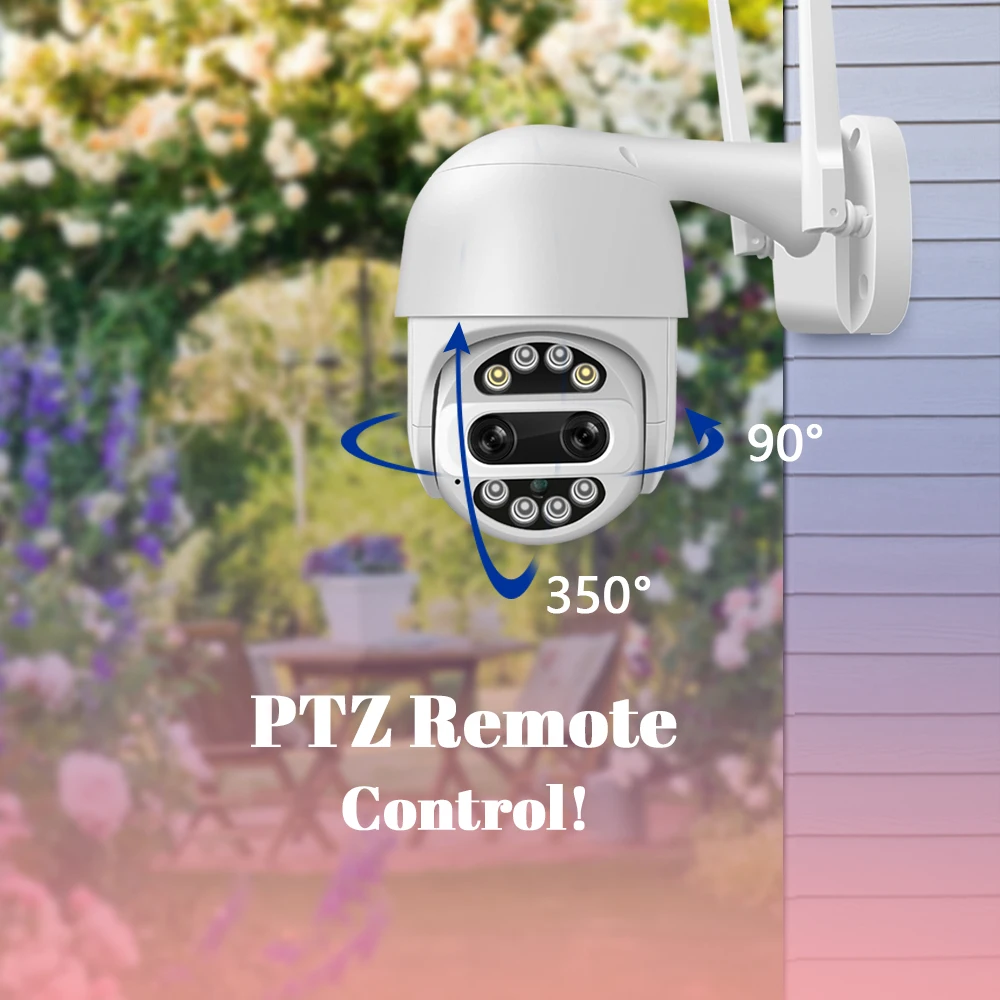 กล้อง IP Wi-Fi ใหม่ PTZ เครื่องบันทึกวิดีโอกล้องวงจรปิดภายนอกเลนส์คู่2.8-12มม. ซูม8X สี YCC365กลางคืน