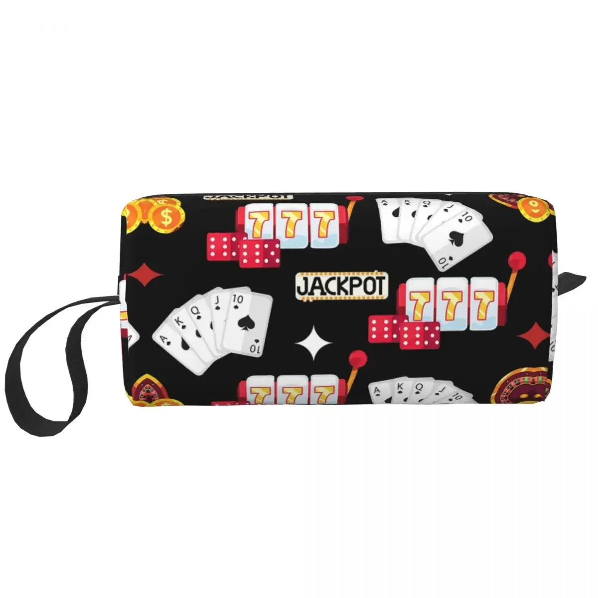 Poker Slot Machine Pattern Makeup Bag Cosmetic Organizer Dopp Kit Toiletry Cosmetic Bag for Women Beauty Travel Pencil Case