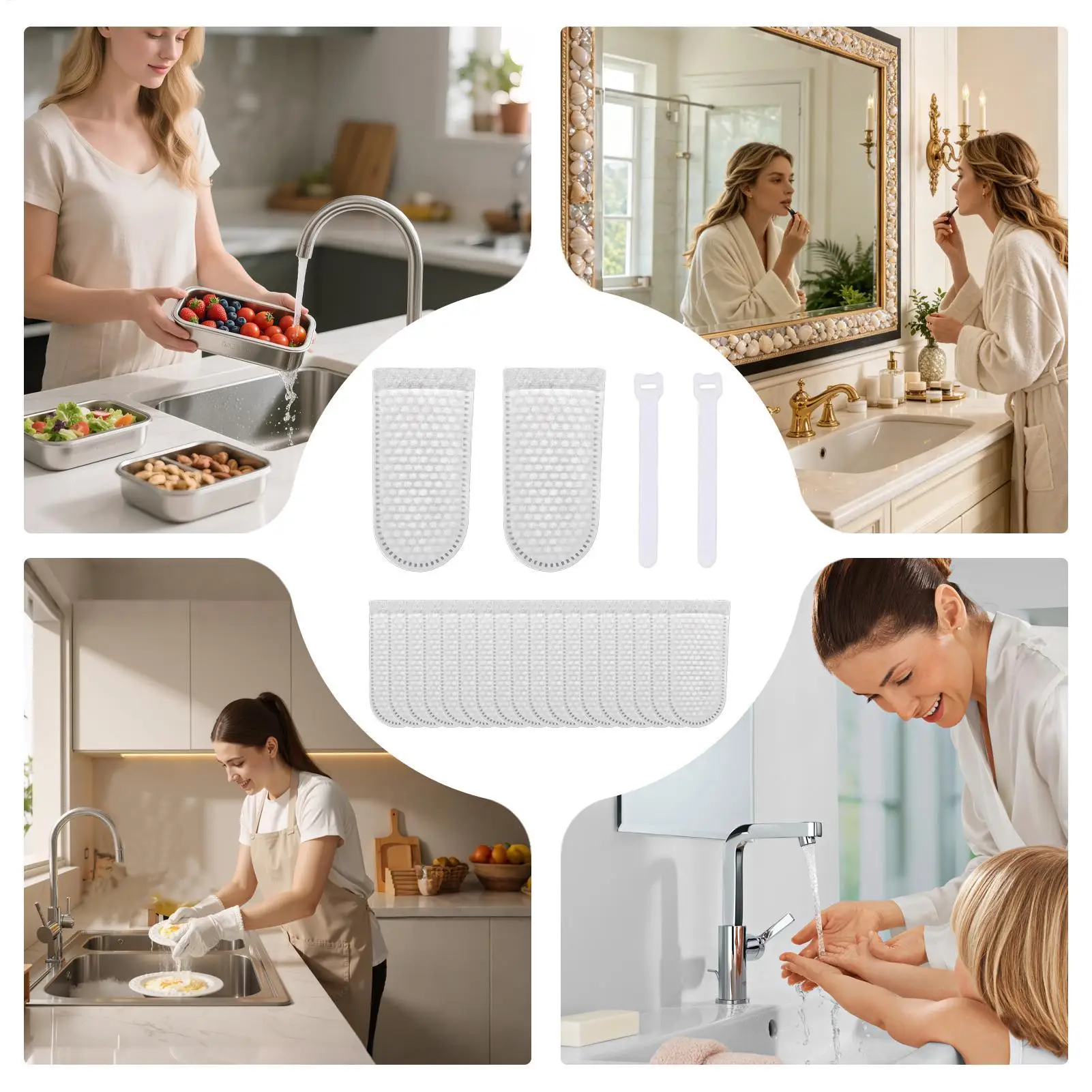Faucet Filter Cotton Portable Splash-Proof Universal Cleaner Kitchen Faucet Filter Cotton Bag for Kitchen Bathroom Water Sink view 6