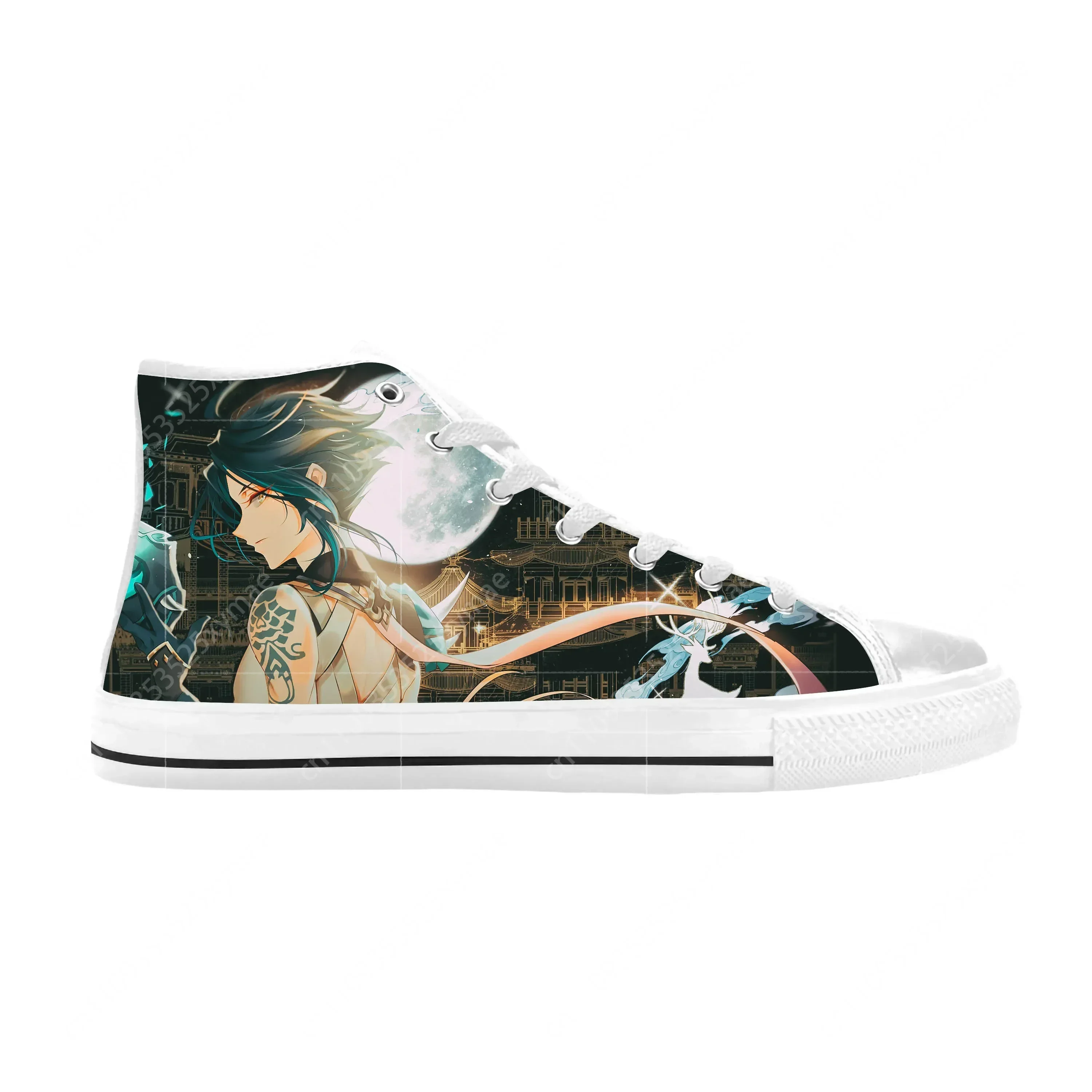 Anime Manga Cartoon Game Genshin Impact Xiao Cool Casual Cloth Shoes High Top Comfortable Breathable 3D Print Men Women Sneakers