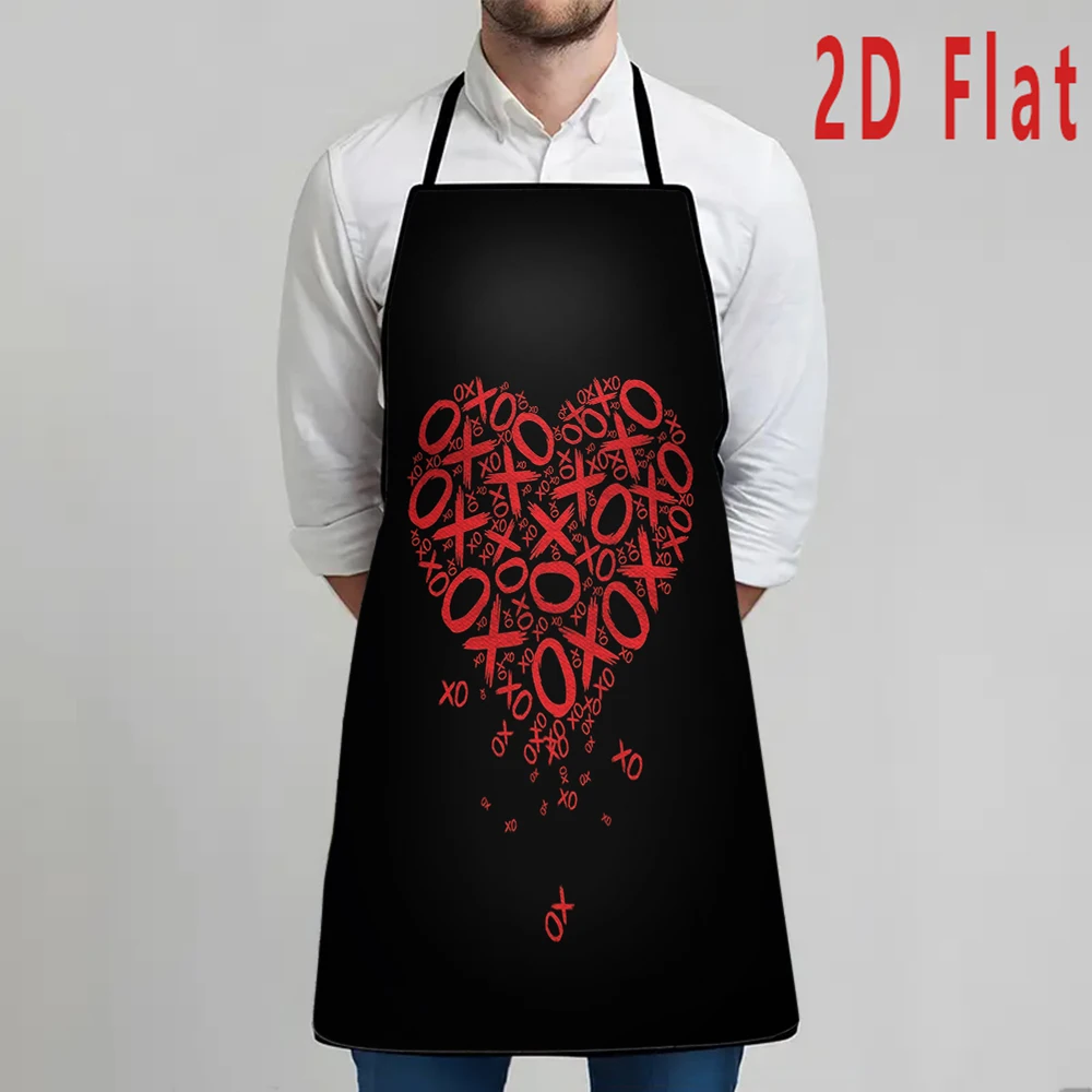 Multiple sizes Heart Symbol Print Apron,  Kitchen Restaurant Apron, BBQ Apron, Durable and Easy to Clean