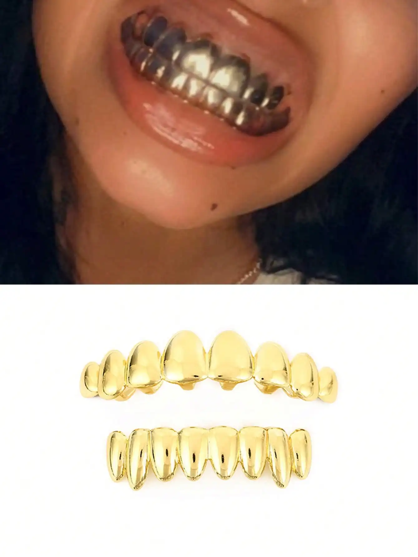 Fashionable Ladies' Dental Ornaments, Polished Copper Cast Hip-Hop Teeth Dental Ornaments, Party And Nightclub Decorations
