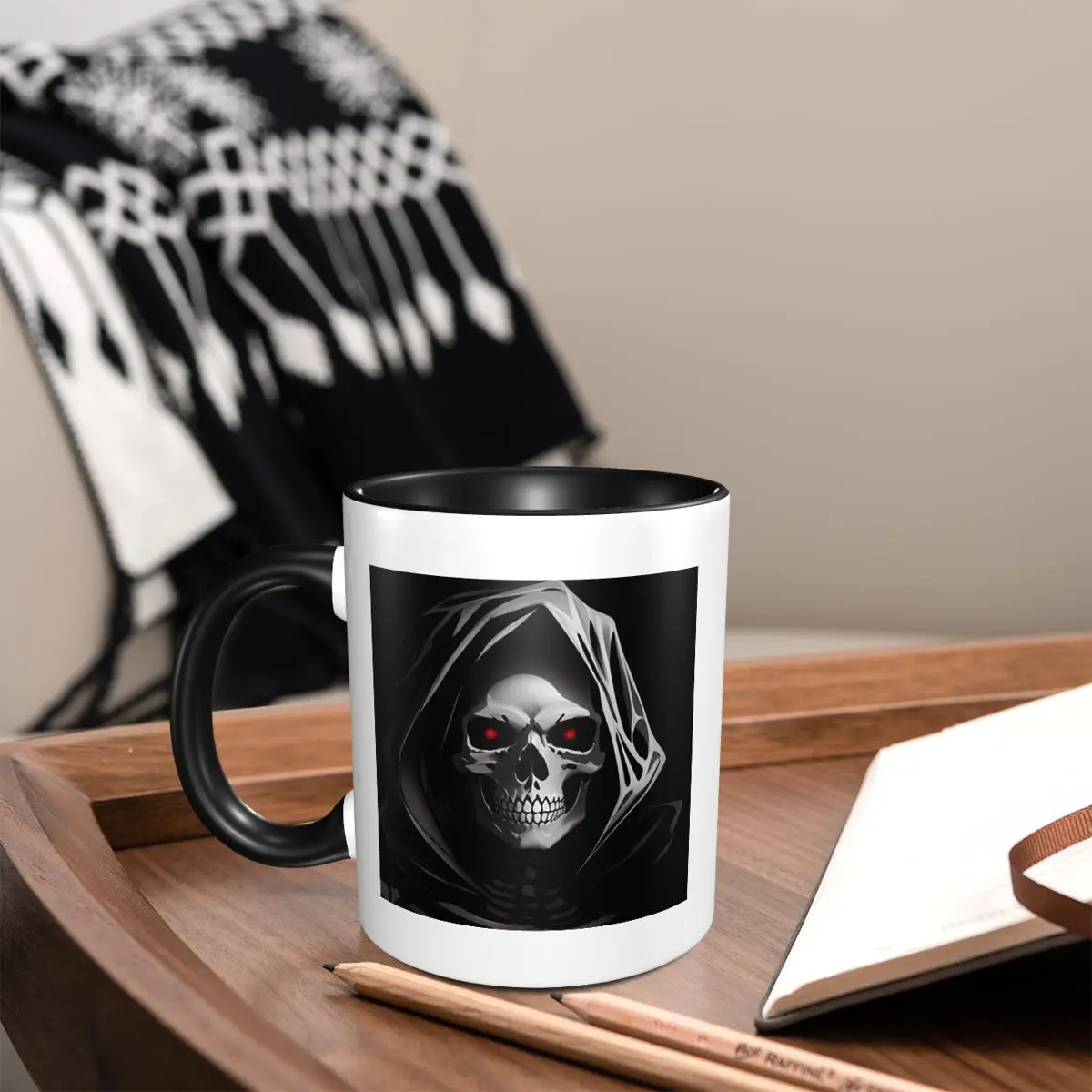 A Creepy Halloween Skeleton Skull Mug Funny Ceramic Coffee Cups Tea Mugs Milk Cup Drinkware Gift for Friends