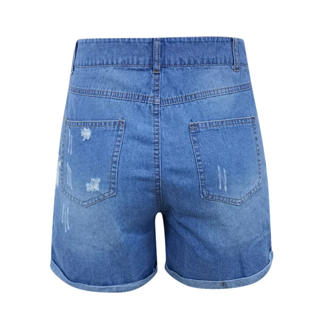 Zomer dames denim shorts casual mode losse gat jeans shorts met zakken coole dames straat denim cargo denim shorts