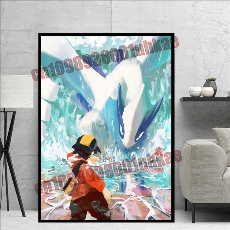 

Anime Pokemon Pikachu Ash Ketchum Elf Collection Trainers HD Poster Art Painting Background Wall Canvas Painting Children's Gift