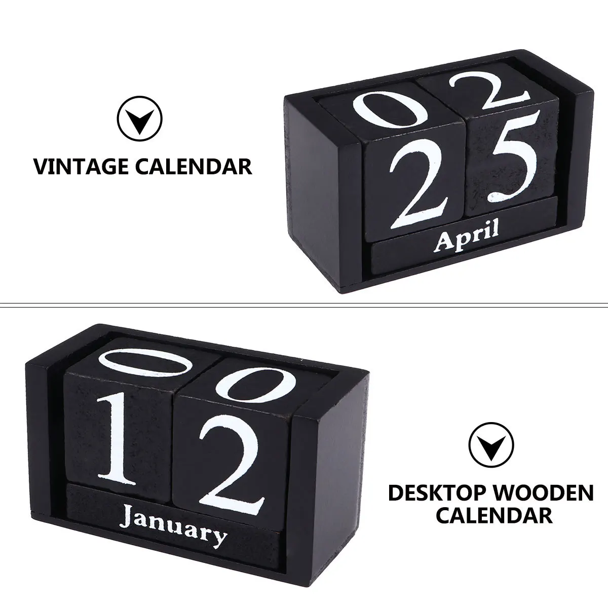Wood Block Perpetual Calendar Vintage Style Desktop Month Date Display Office Decor Vintage Calendar