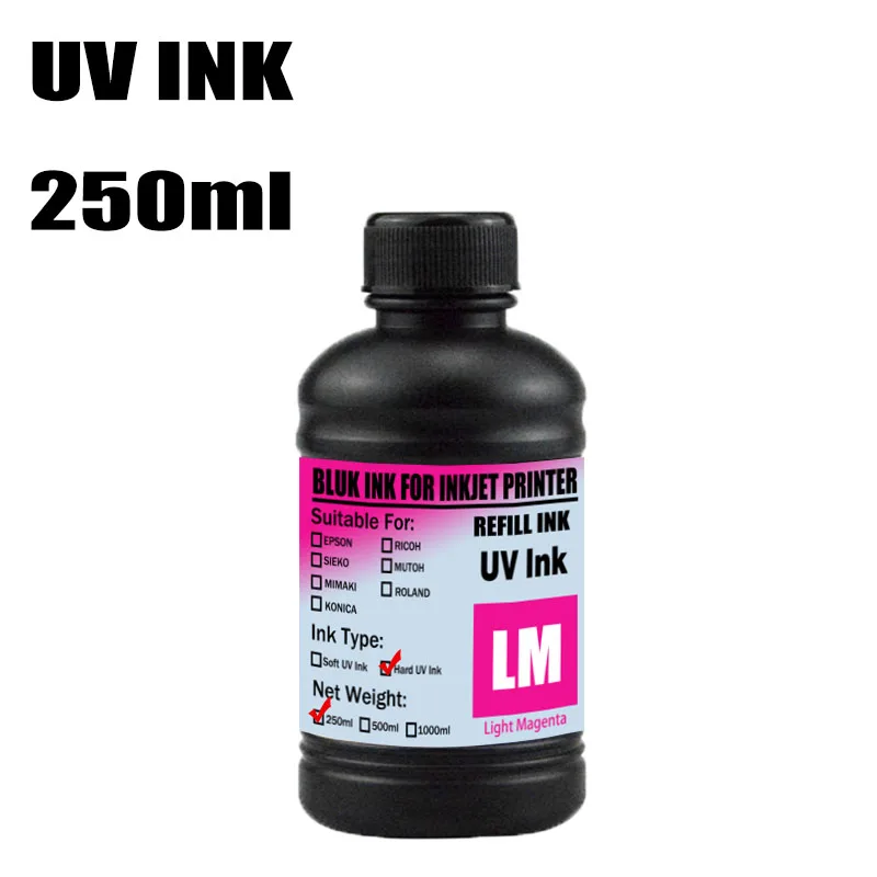 250ML/Botol Tinta UV Hard Tinta UV Soft Tinta UV Putih LED Untuk Printhead Epson DX5 DX7 XP600 TX800 I3200 I1600 R1900 R2000 Rl800 Printer