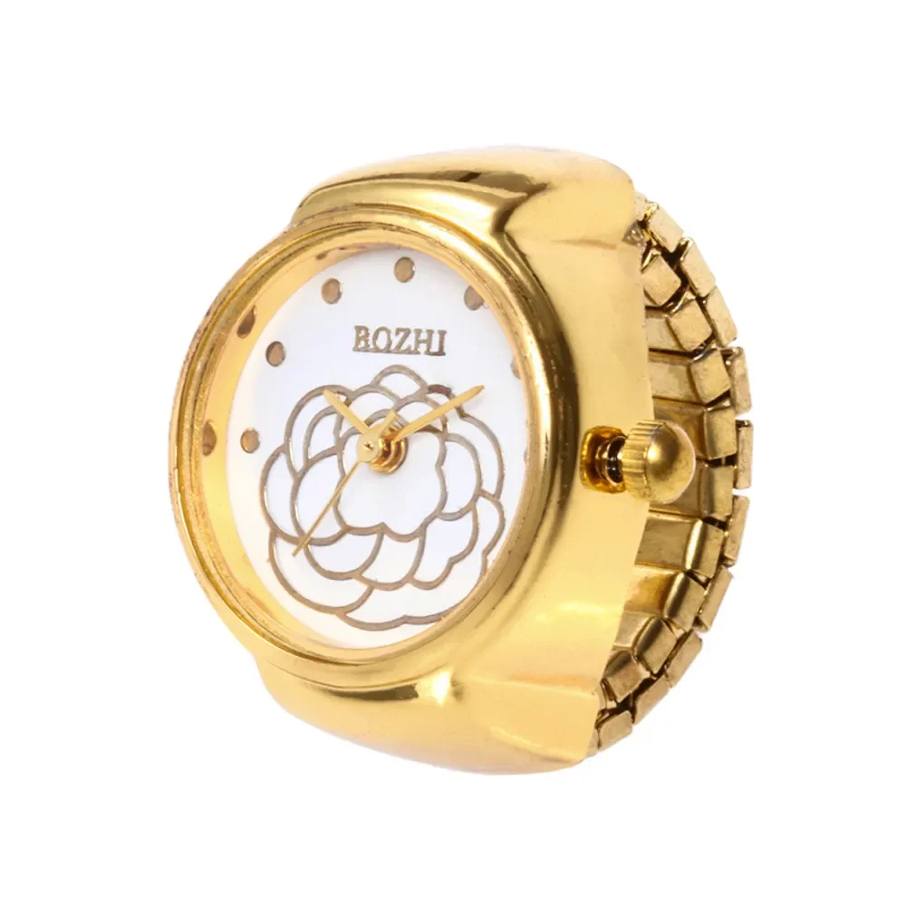 Rose Gold Dial Quartz Analog Watch Creative Steel Cool Elastic Quartz Finger Ring Mulheres Men Unisex Watch Gift Wrist Watch