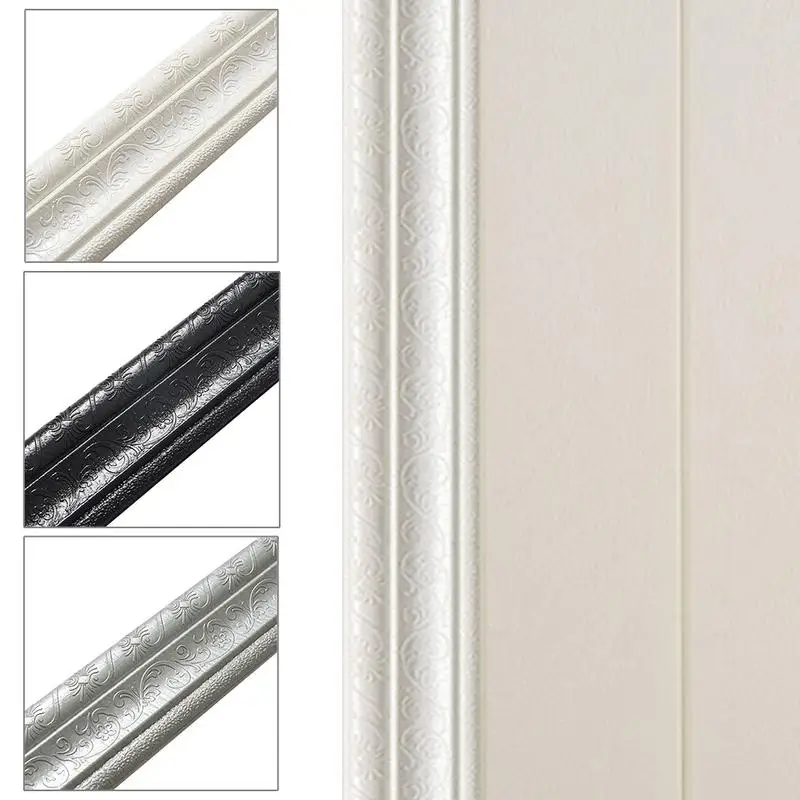 Self Adhesive Waterproof Wallpaper Border Moisture Proof Peel And Stick Crown Molding Trims For Wall Cabinets Home Accessories