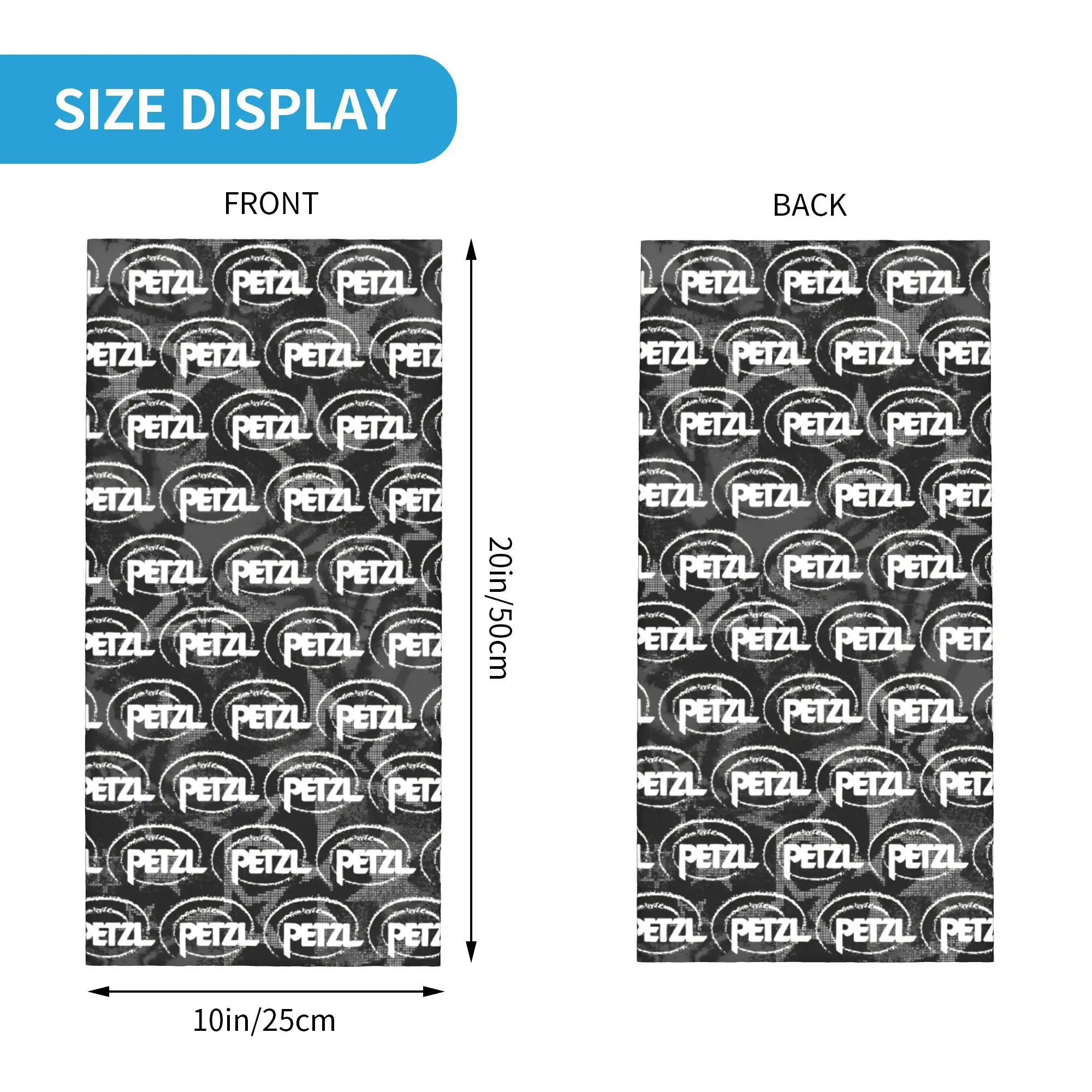 Polaina de cuello P-Petzls negra personalizada, bufanda Bandana de invierno con patrón de moda para hombres y mujeres para senderismo