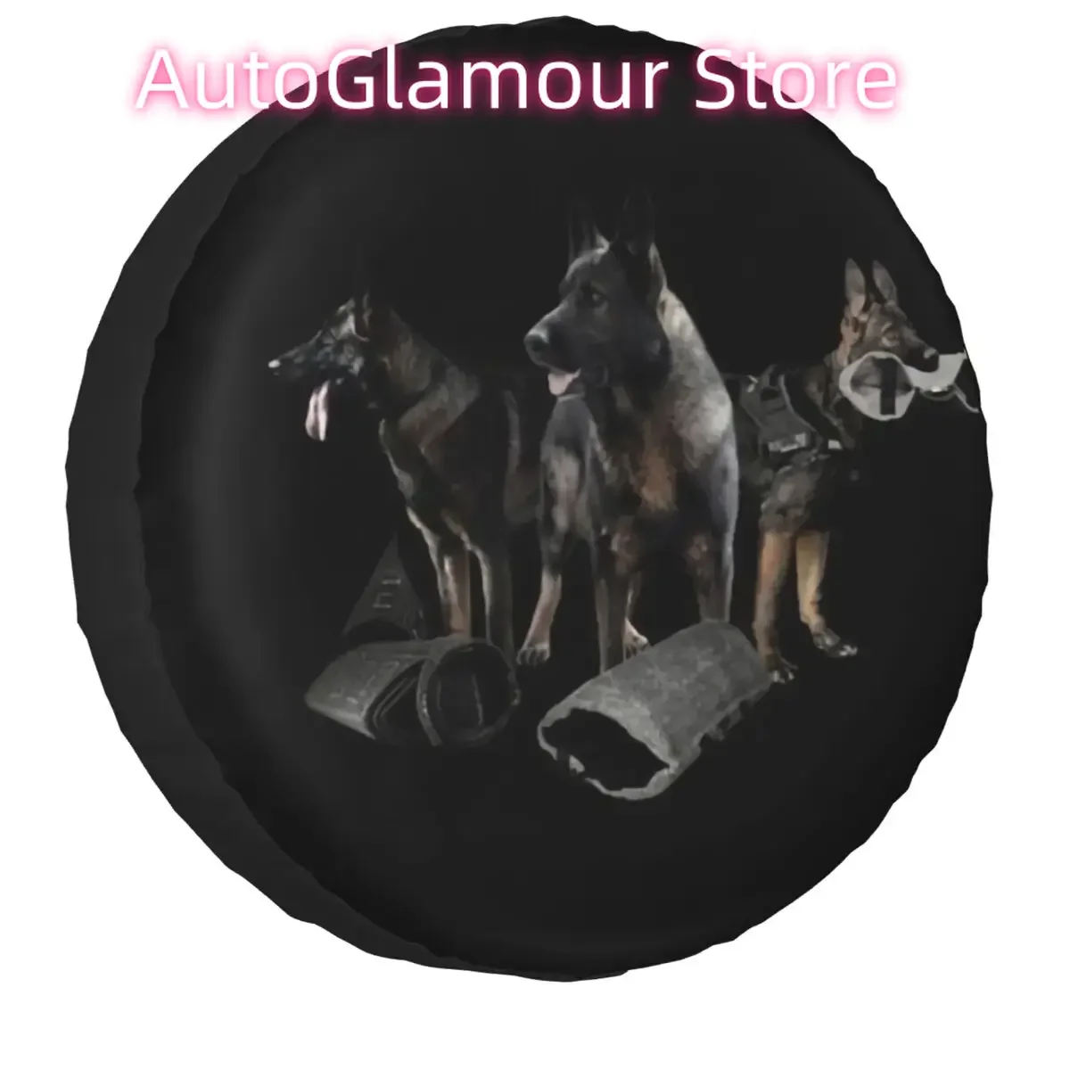 

German Shepherd Dog Spare Tire Cover Case Bag Pouch Weatherproof Alsatians Wheel Covers for Jeep Pajero 14" 15" 16" 17" Inch