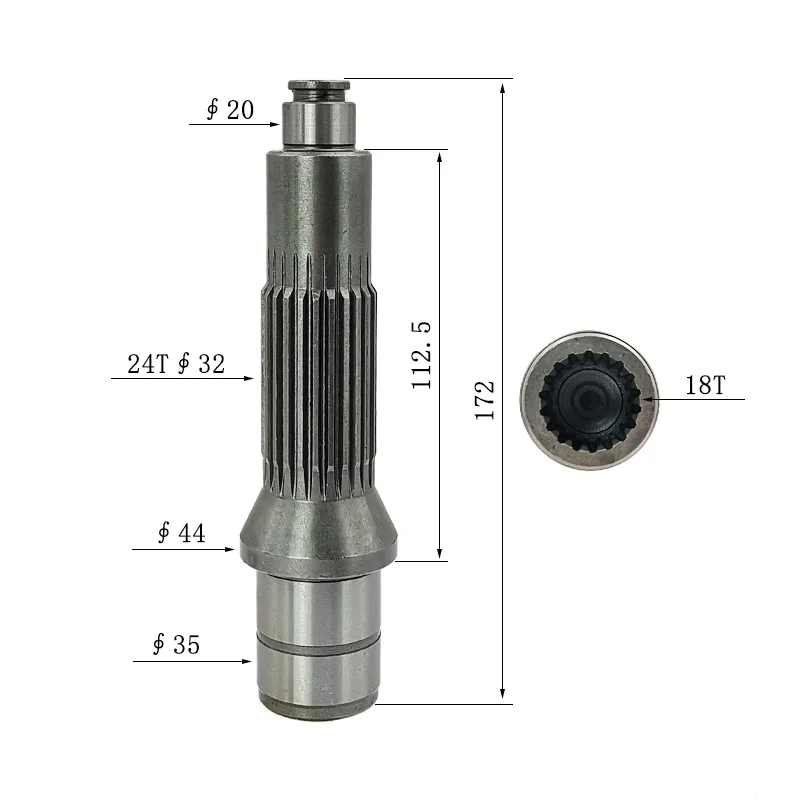 Suitable for Caterpillar 313D2GC Excavator Travel Motor Gear Pump Shaft/Motor Shaft 18/24 Teeth
