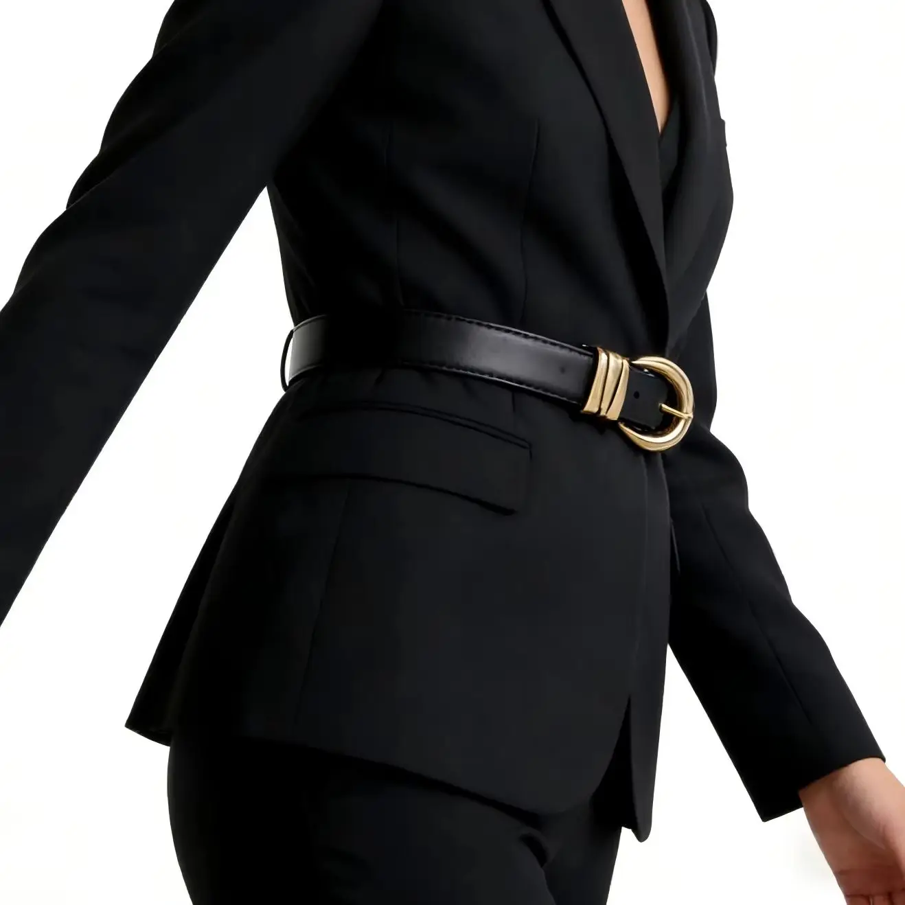 1 Piece of Women's Belt, Black, Fashionable, Light Luxury, Easy to Match with Pants and Skirts, Suitable for Daily Outings