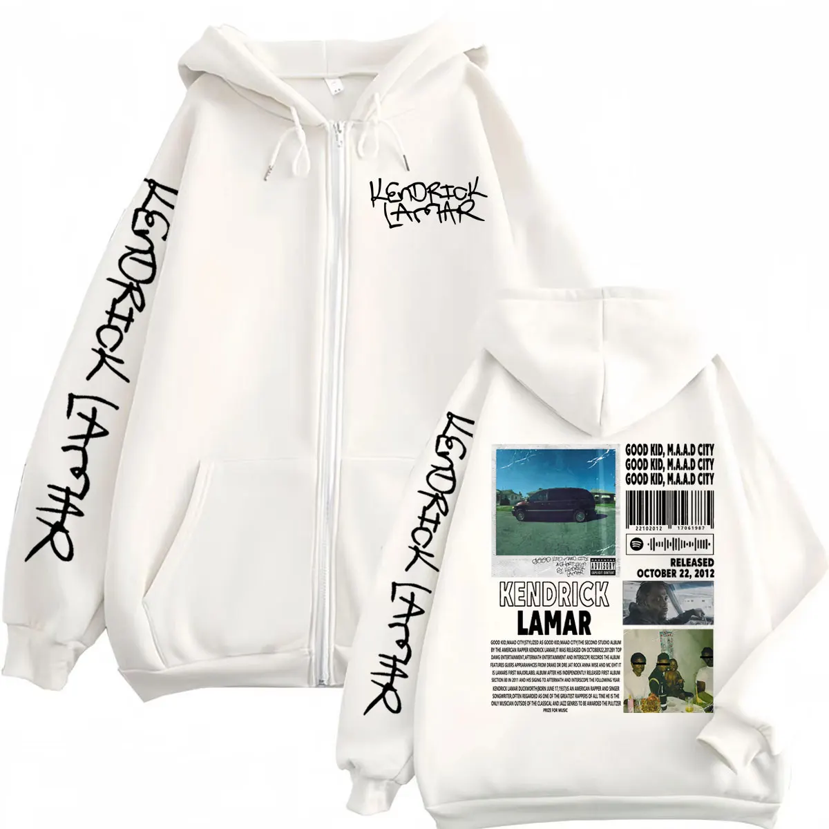 Customization Rapper Kendrick Lamar Album Zipper Hoodie Hip Hop Vintage Zip Up Hooded Sweatshirts Men Women Fashion Casual Overs