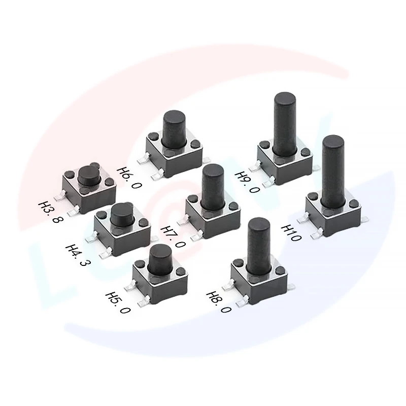 50 sztuk/partia 4.5*4.5*3.8/4.3/5/6/7/8/10mm SMD Enkapsulacja Odporność na wysoką temperaturę Przełącznik taktowy Przełącznik kluczykowy