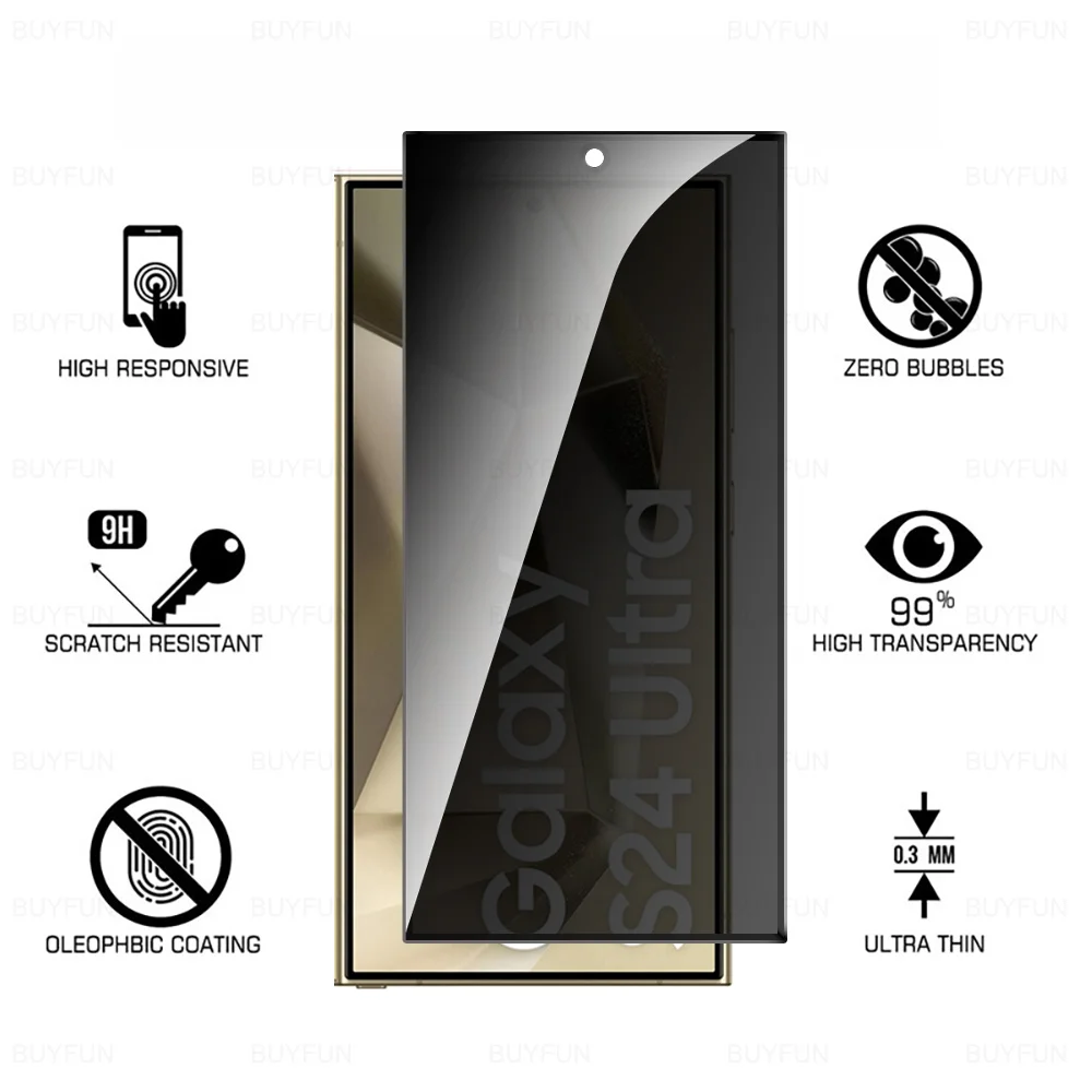 Verre de confidentialité anti-espion pour Samsung Galaxy S24 Ultra, S24 Ultra, 6,8 