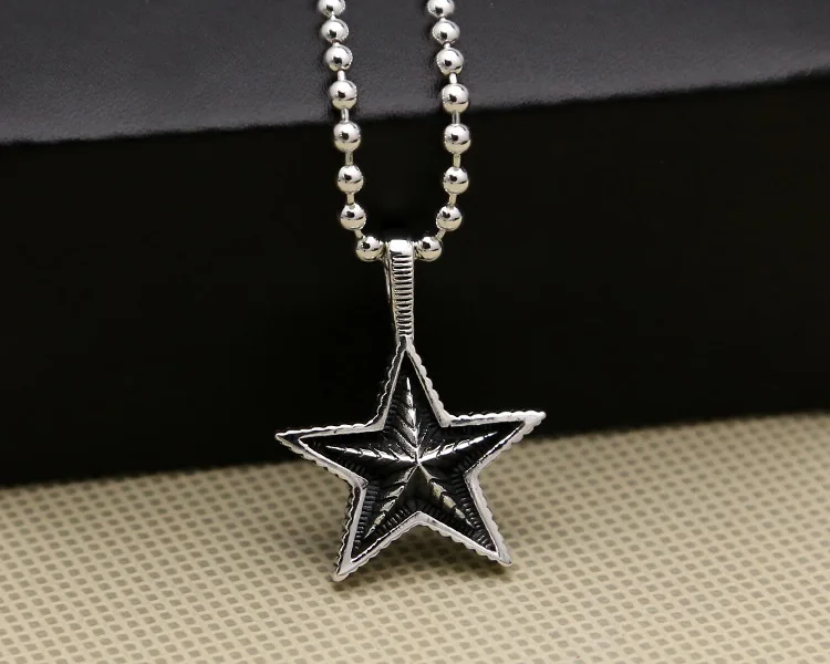 Pendentif étoile à cinq points en argent regardé S925 pour femme, punk, thaï, jumelé, petit collier coréen