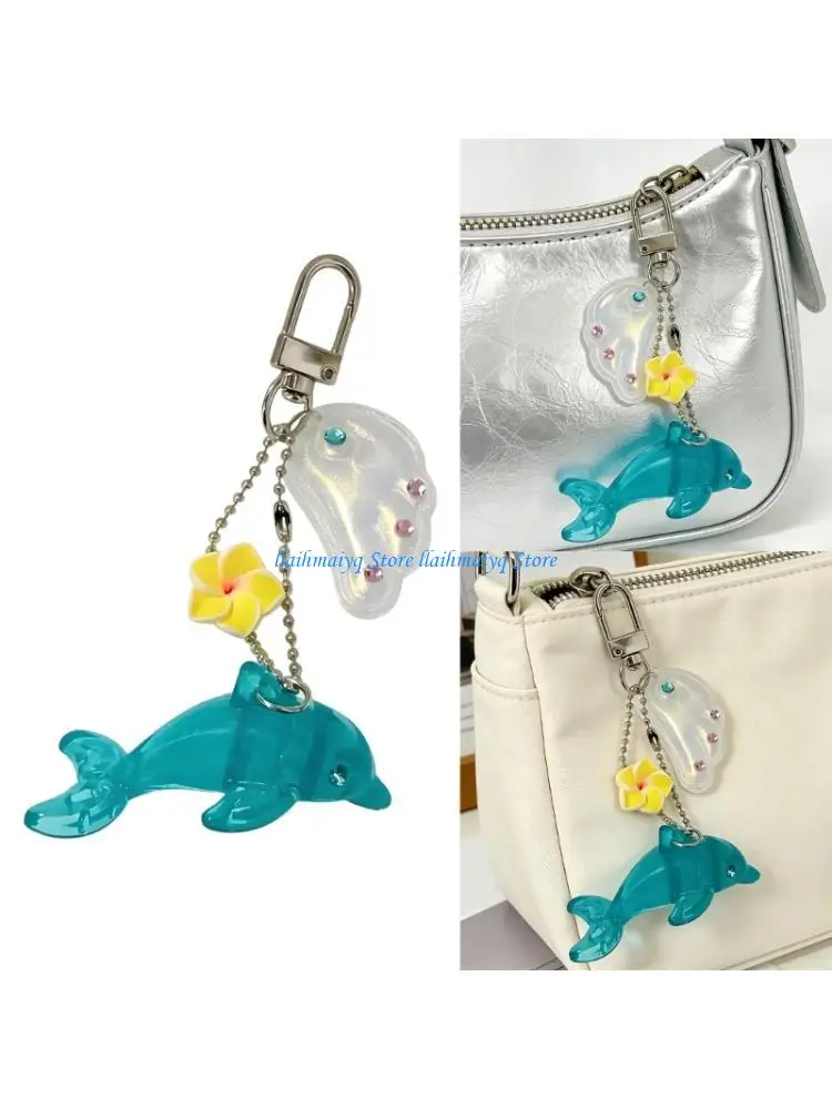 573B Playful Little Dolphin Organiser Vintage Y2K Theme Dainty Jewelry Item Dolphin Phone Strap Keychain