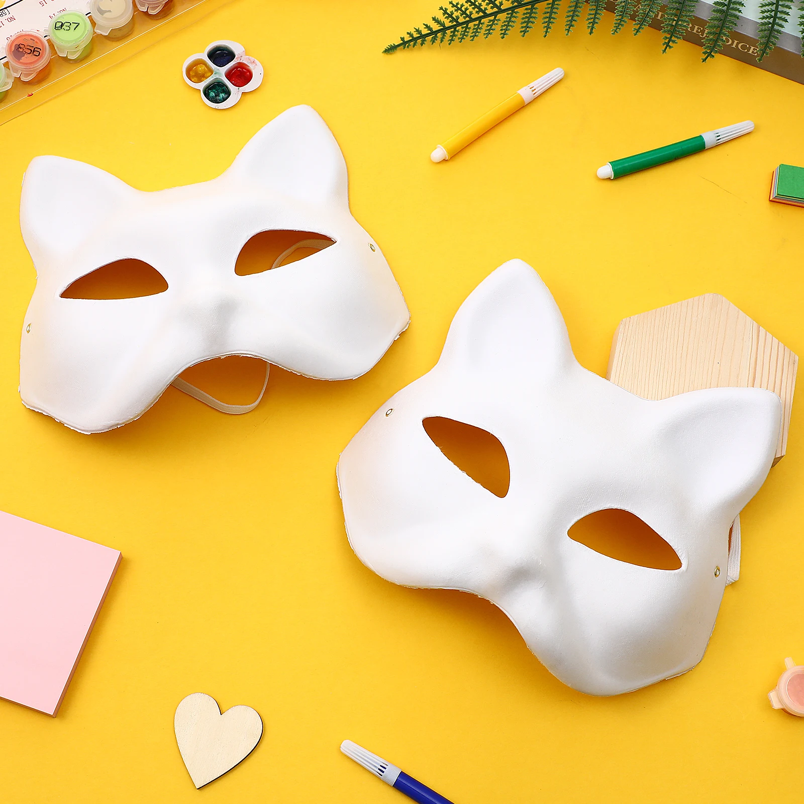 10 Pcs Blank Hand Drawn Mask Cat Face Plain Kits Prom One Size Fits Most Child Paintable Masks for Kids Childrens