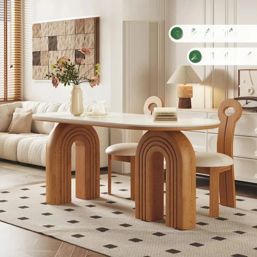 Factory Direct 2026 Muyang Man Cream Wind Slate Dining Table Chair Set Restaurant Home Furniture Household Premium Dining Table