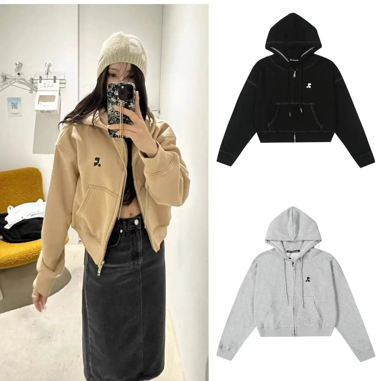 RestandRecreation مقنعين سستة Jaet ort Sle المرأة البلوز الخريف الشتاء Faion العلامة التجارية العصرية عارضة مريحة تناسب