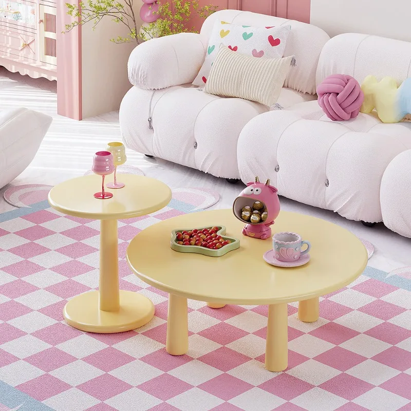 طاولة جانبية حديثة من كريمة الدوبامين - طاولة قهوة متحركة فاخرة لغرفة المعيشة والأريكة والشرفة وطاولة القهوة ذات التصميم الأنيق