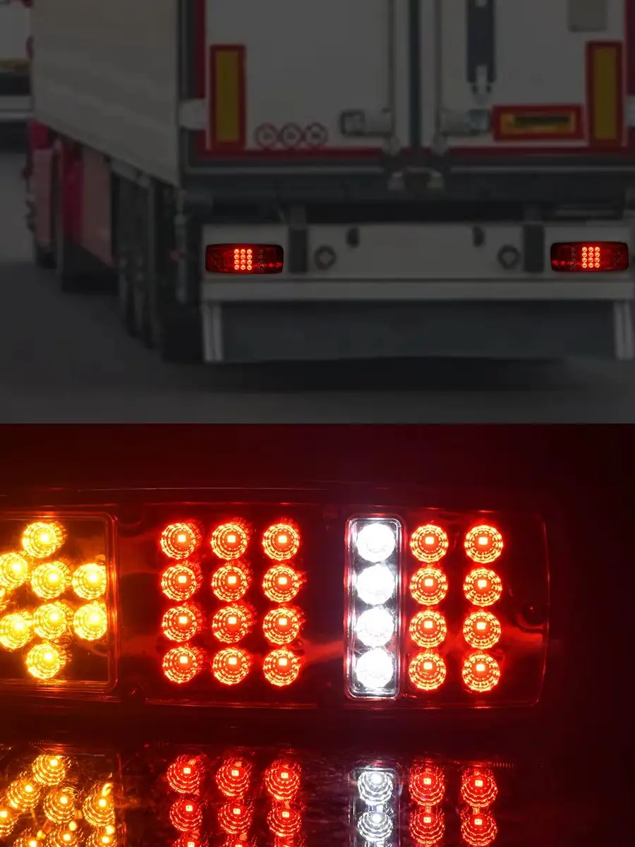 2PCS High Bright LED Universal Truck Tail Light Brake Turn Signal Reverse Light Waterproof 12V/24V For Lorries Trailers RVs
