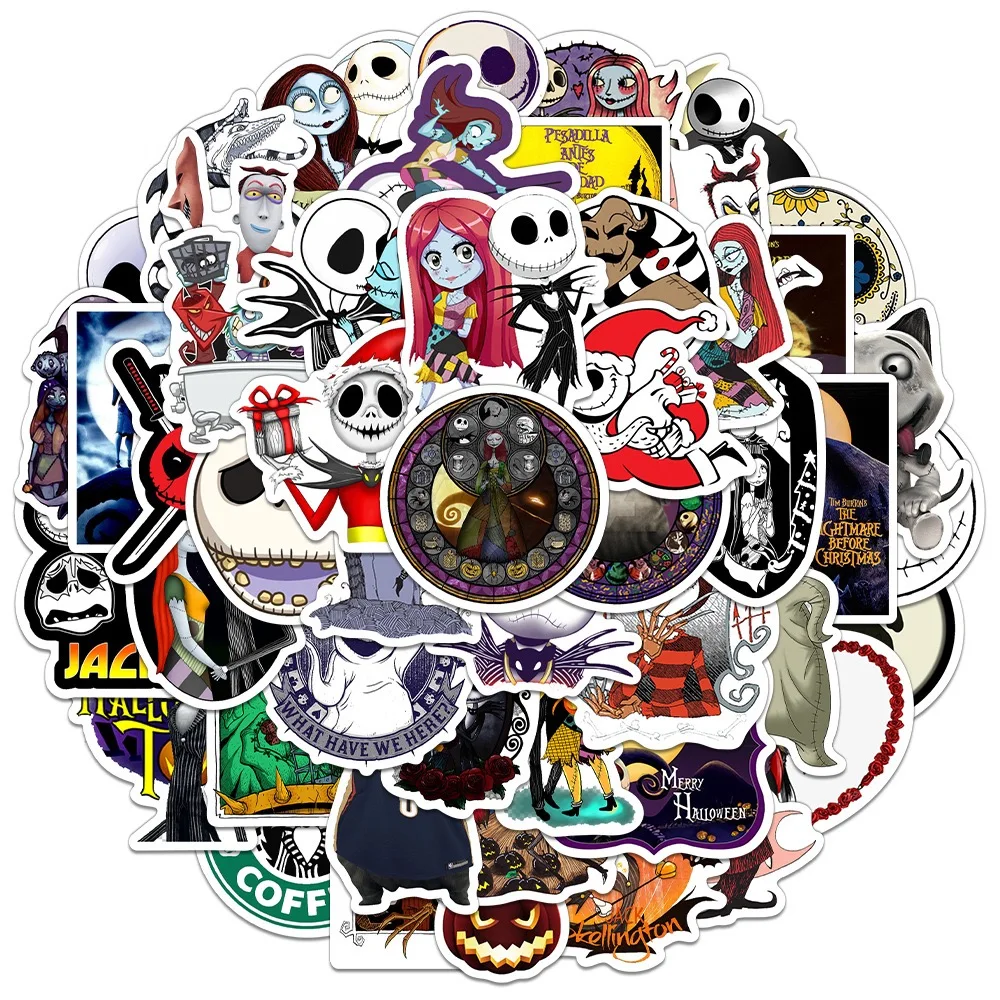

10/50Pcs Anime The Nightmare Before Christmas Halloween Stickers DIY Laptop Luggage Skateboard Graffiti Decals Sticker Toy Gifts