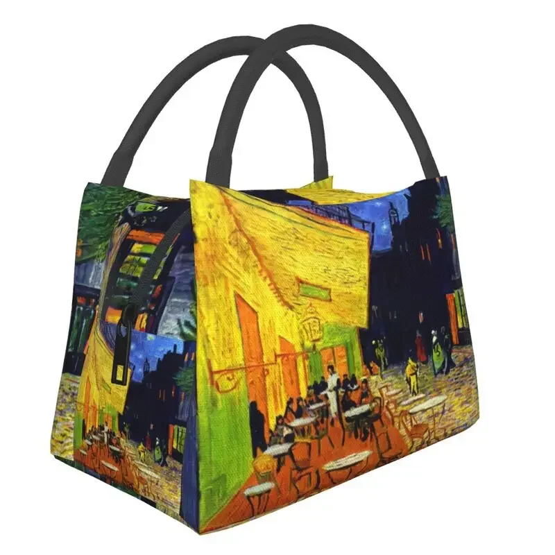 Cafe Terrace At Night Insulated Lunch Bags for Women Vincent Van Gogh Painting Portable Cooler Thermal Food  Box