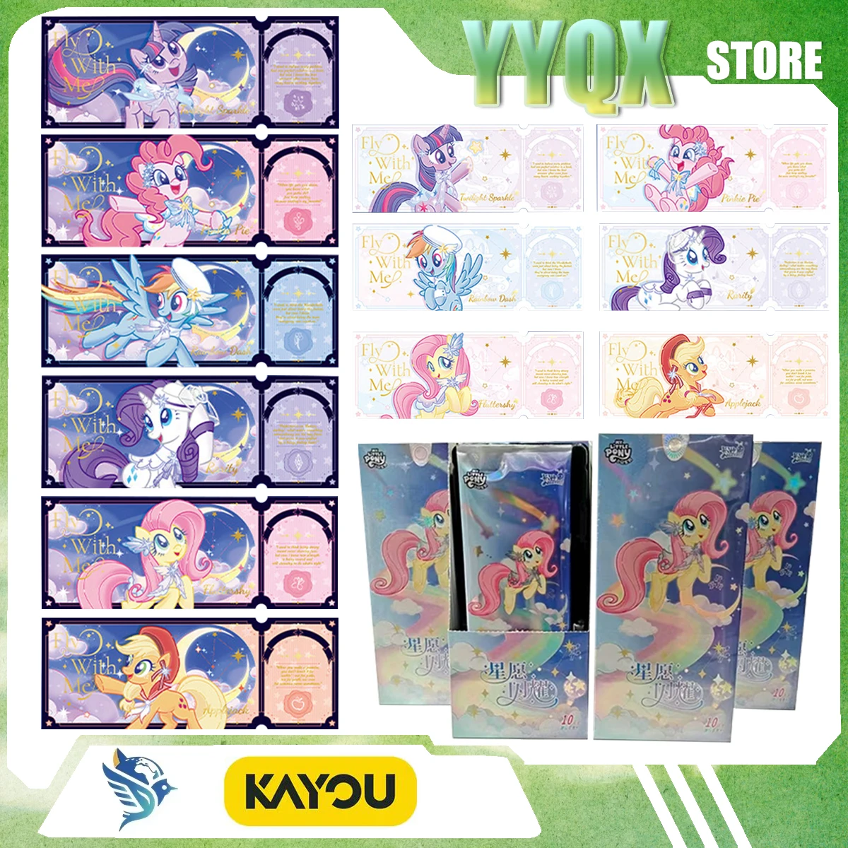 

KAYOU 2026 New My Little Pony ‌Twilight Sparkle Rainbow Dash Applejack Rarity‌ Laser Ticket Collection Periphery Cute Cartoon
