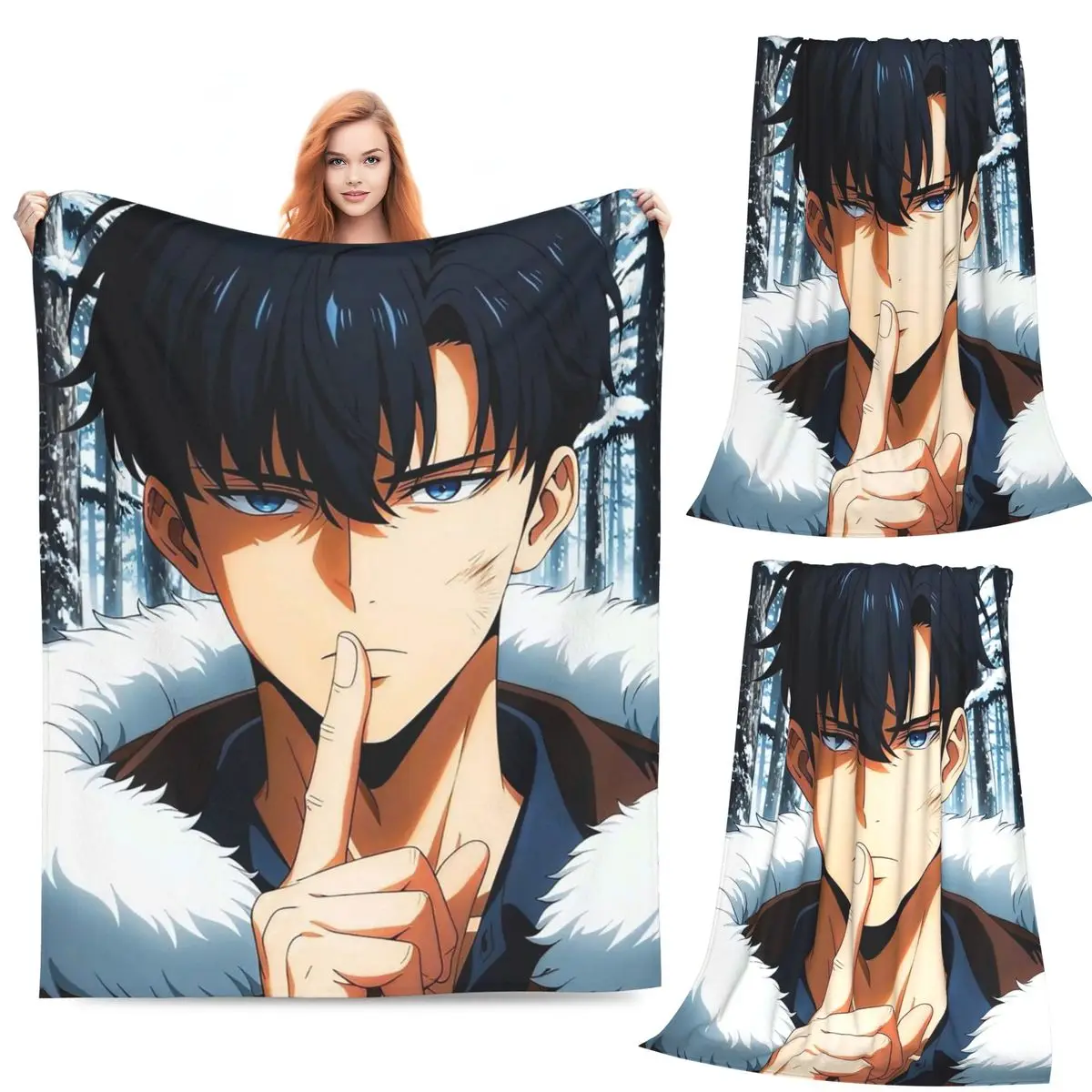 

Одеяла в стиле аниме Sung Jinwoo, фланелевое одеяло для дивана, дышащее одеяло для дивана, постельные принадлежности, уличное покрывало, одеяло