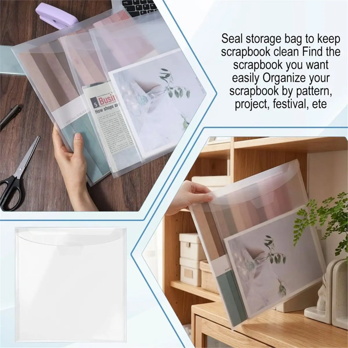 A1535K 32 Pack Clear Plastic Snap Closure Document Storage Pouches with 60 Colorful Self-Adhesive Index Labels SUMMER