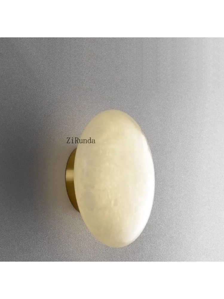 Natural marble wall lamp, light luxury villa hotel room background wall creative all-copper wall lamp