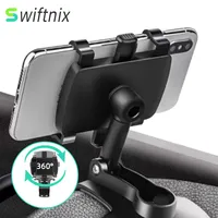 Car Phone Holder ABS Mobile Phone Sun Visor Holder Auto Rear View Mirror Phone Support 360 Degree Rotation Accessories