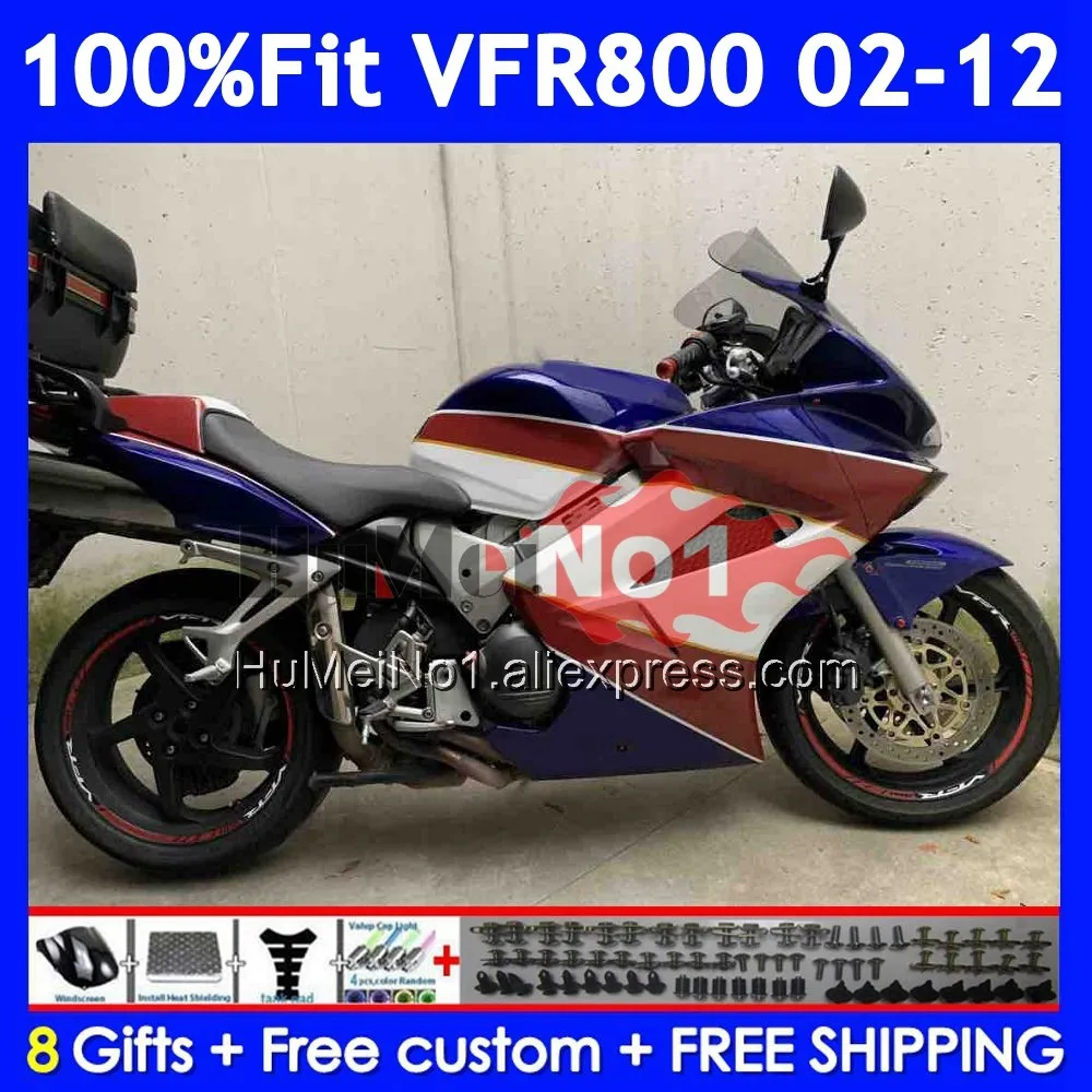 Interceptor For HONDA VFR800 VFR 800RR 800 RR Blue white 2002 2003 04 2005 2006 2007 46No.1 VFR800RR 08 09 10 11 12 Fairings