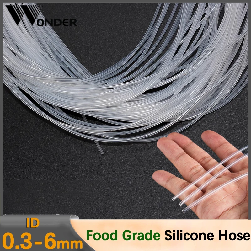 Transparent Flexible Silicone Tubing Food Grade Capillary Tube Pipe Temperature Resistance Nontoxic  ID 0.3mm-6mm