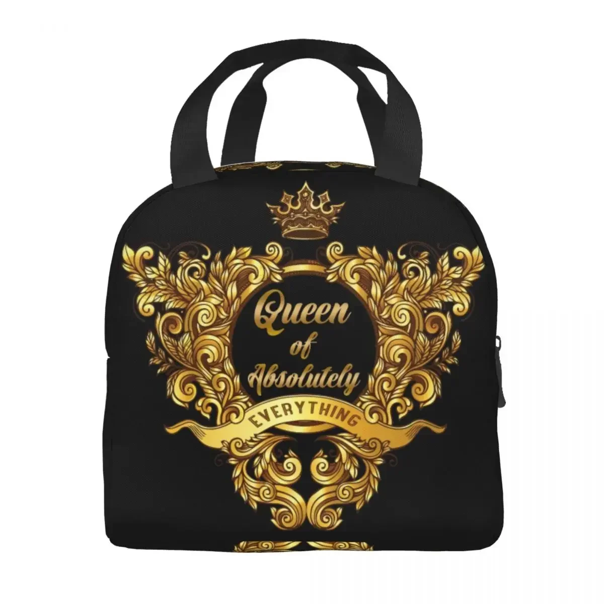 2023 New Queen Of Absolutely Gold Floral Baroque Lunch Box Cooler Thermal Food Insulated Lunch Bag Kids School Children