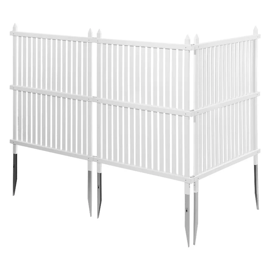 3 Panels Outdoor Privacy Screen 36 x 45 in Air Conditioner Fence with 19.7 in Ground Stakes Strip Vinyl Privacy Fence White Ide