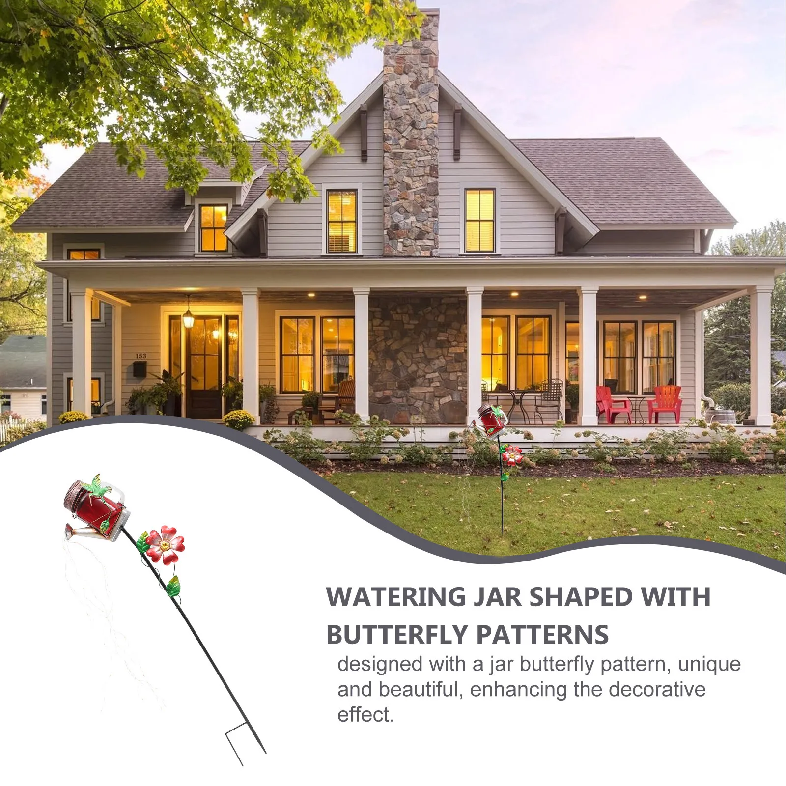 

Solar Powered Watering Lamp With Butterfly Pattern Outdoor Waterproof Yard Light Solar Lawn Light For Pathway