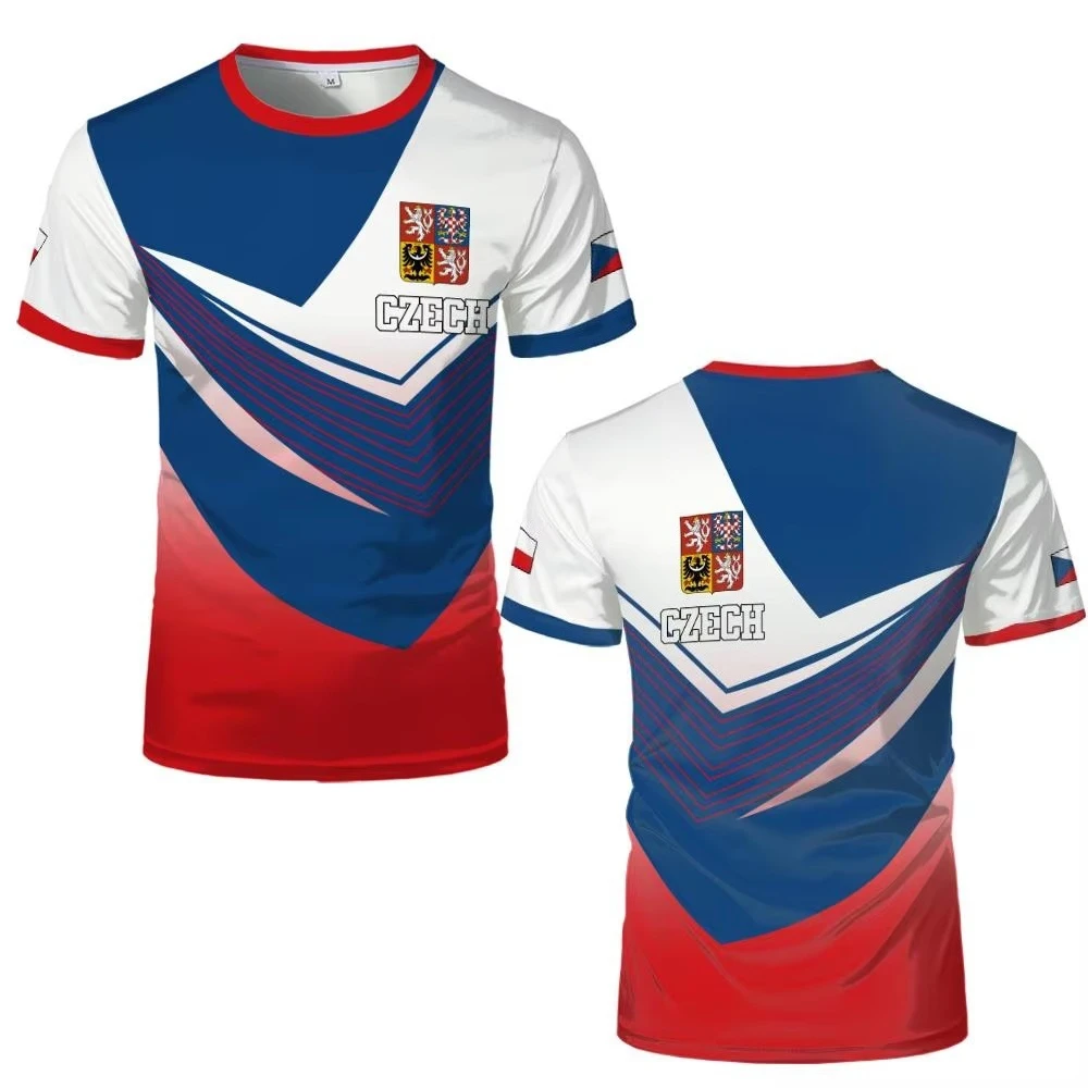 Men's breathable polo shirt, Czech Republic flag color matching printed fan shirt view 5