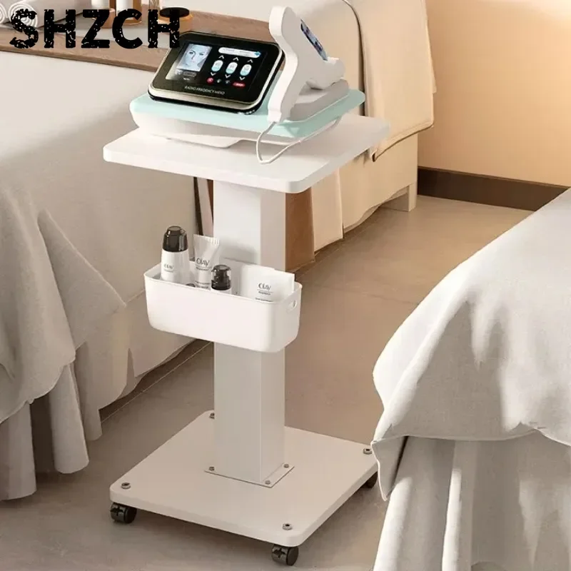 Beauty Equipment Rolling Cart, Small Trolley for Salon with Hydraface Stand, Mobile Storage Rack for Facial Machines Tools