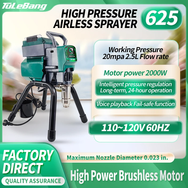 Electric New High Pressure Airless Sprayer 625 Household Wall Paint Treatment 2000W 2.5L Power 110 ~ 120V 60HZ