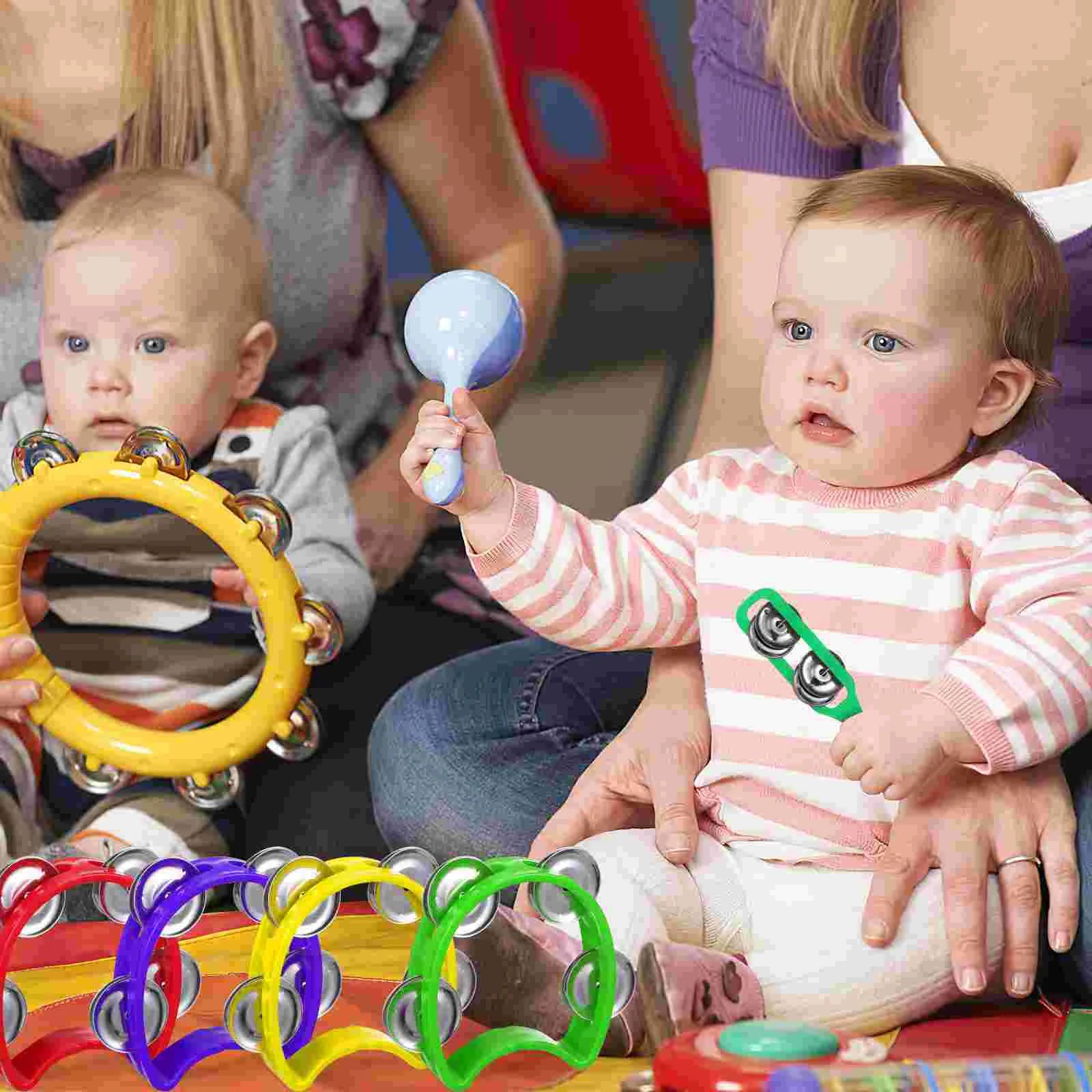 16 Pcs Children's Toys Orff Musical Instrument Hand Bells Pieces Percussion Tambourine for Kids