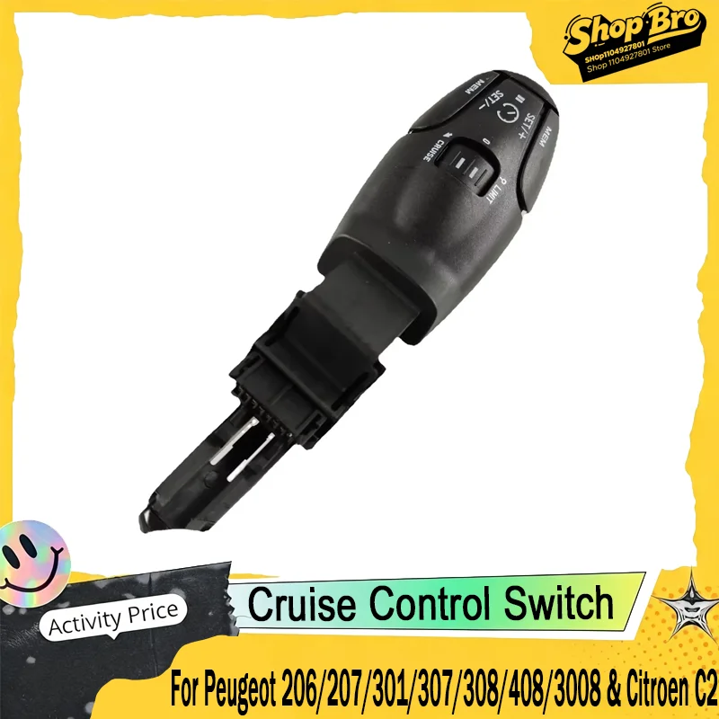 For Peugeot 206/207/301/307/308/408/3008 & Citroen C2, Cruise Control Switch OEM 6242.Z9 / 6242Z9 / 96637159XT.