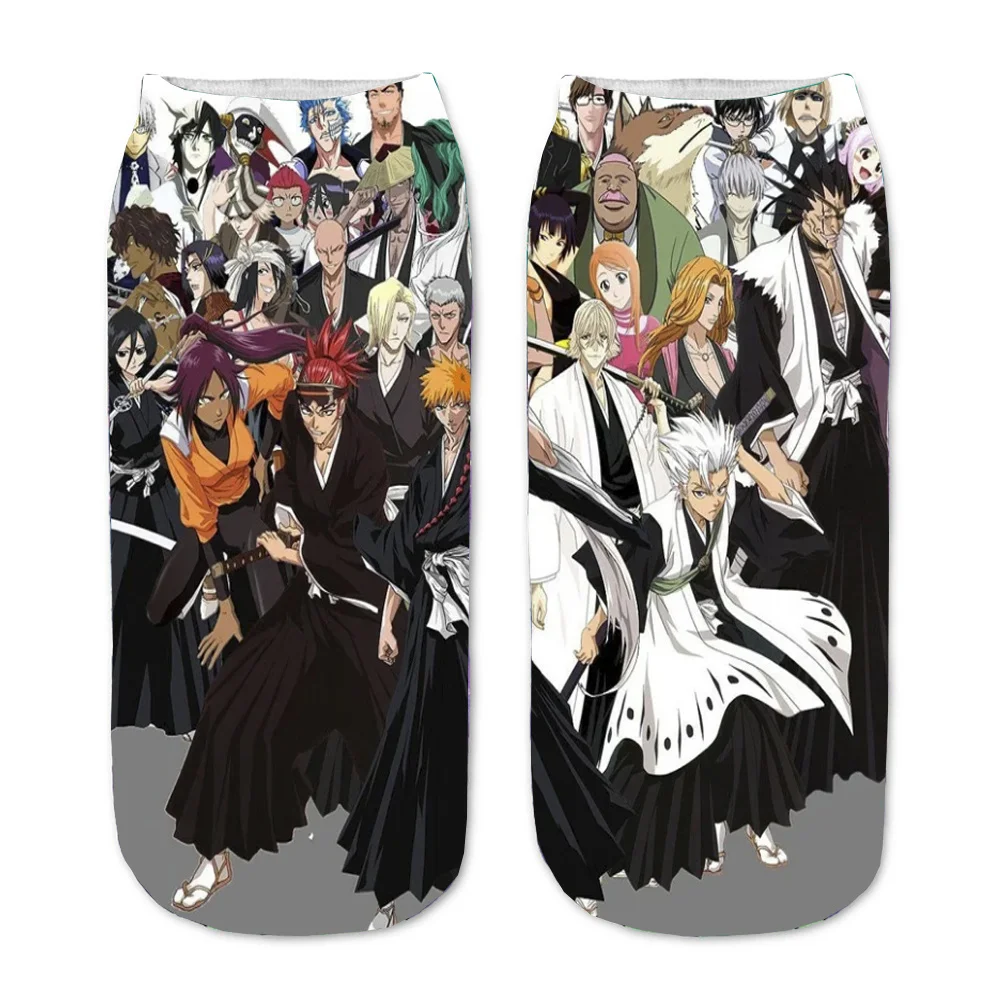 Men Women Socks Anime Bleach 3D Printed Kurosaki ichigo Cartoon Straight Socks  Short Sock teenager Kawaii Party Ankle cute Sock