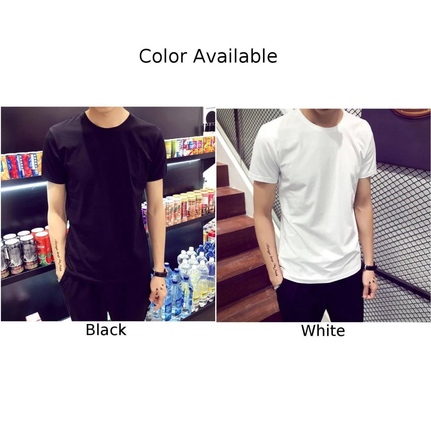 Daily Leisure Men Shirt Men Cotton T-Shirt Crew Neck Round Neck Short Sleeve Slim Fit Solid Color Breathable Casual