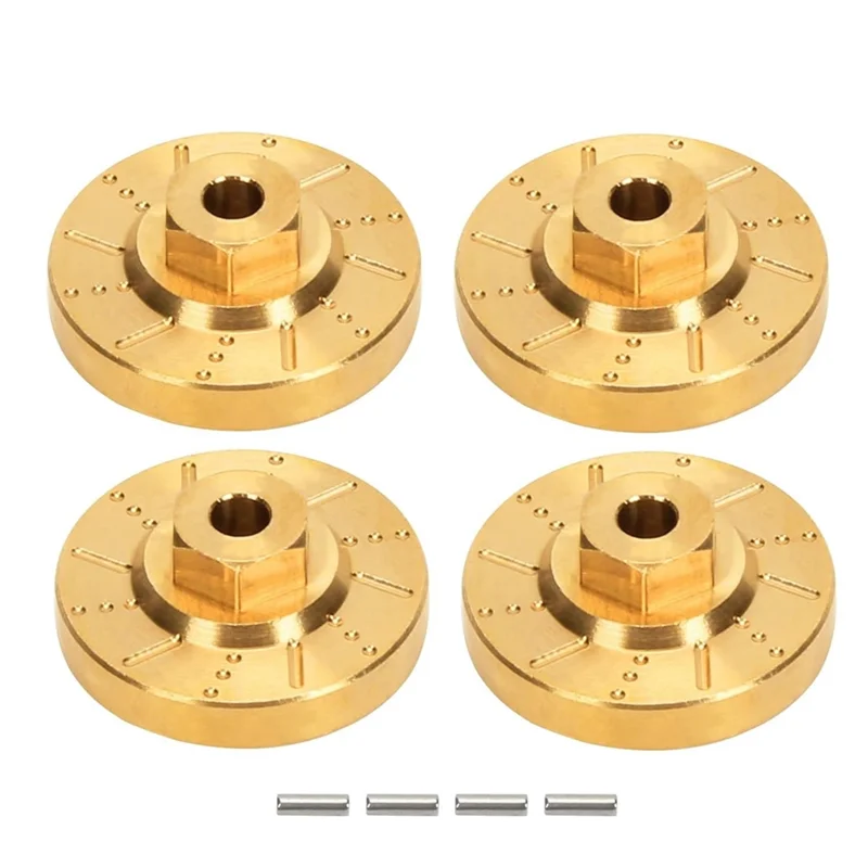 New 4Pcs Brass Wheel Hex Hub Adapter Counterweight Brake Disc for 1/18 FMS EAZYRC RocHobby RC Car Upgrade Parts,Yellow