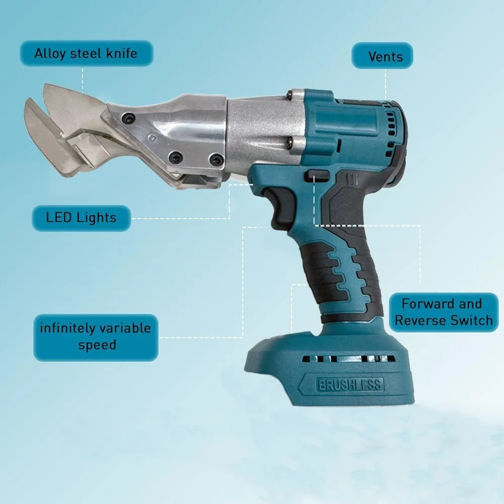 2000W Electric Iron Sheet Shears Brushless Cordless Scissor Multifunction Cutting Power Tool for Makita 18V Battery Pin